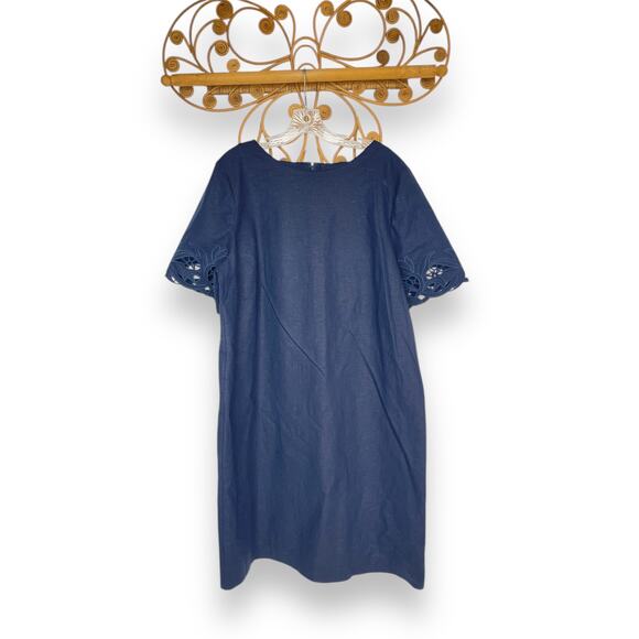 Chico's Navy blue shift dress embroidered sleeves XL - Picture 1 of 5